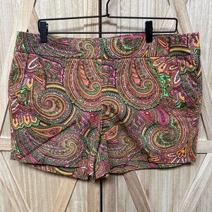 J. Crew Multicolor Paisley Cotton-Blend Shorts 14 Like New